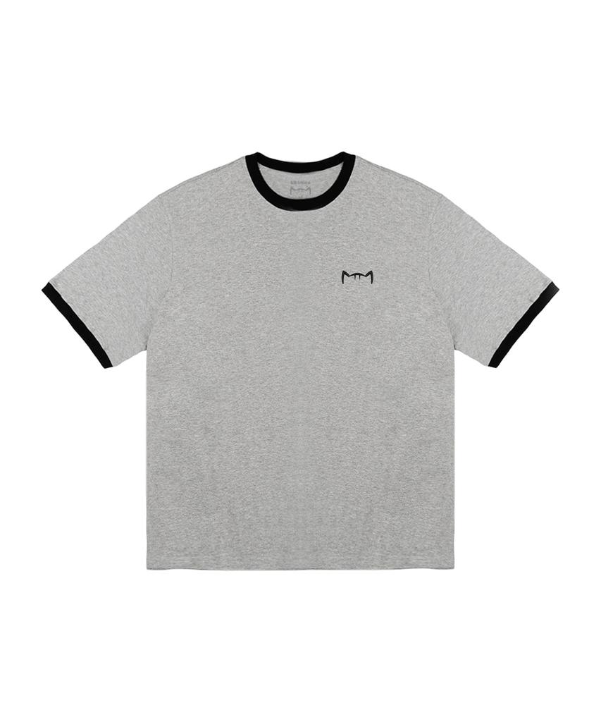 Kikimimi Ringer Kitty Small Logo T-Shirt (Melange)