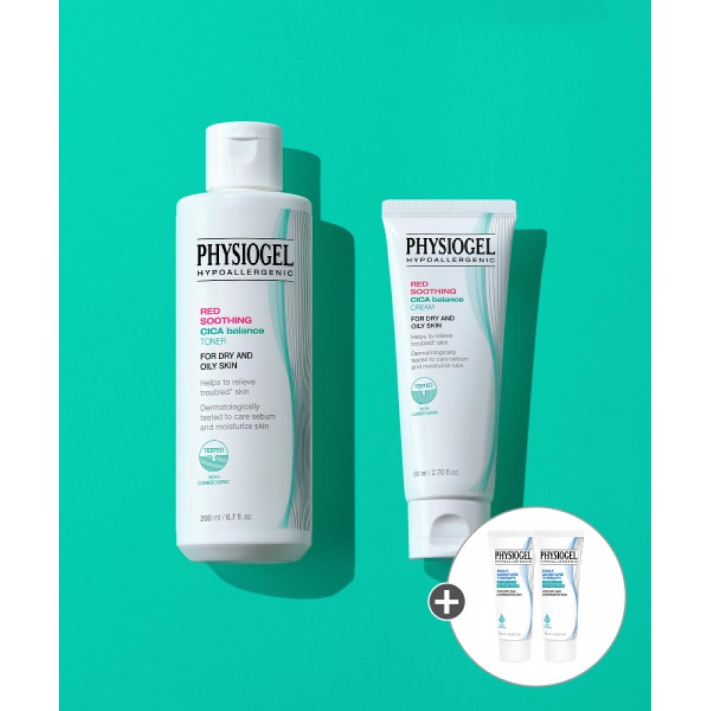 Physiogel Cica Balance Cream 80ml+red Soothing Cica Balance Toner 200ml+extra Gift Dmt Hydro Cica Soothing Cream 10ml 2 NONE