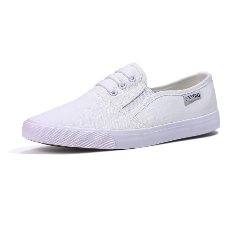 

Fashion 2025 New Women s White Canvas Slip-On Sneakers Breathable Comfort Casual for Autumn Students Sports Walking School Shoes 35 белый