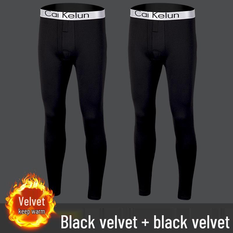 

Чоловічі термолегінси великого розміру з вовни на флісовій підкладці для зими - облягаючі, потовщені та теплі L (100-120 jin)