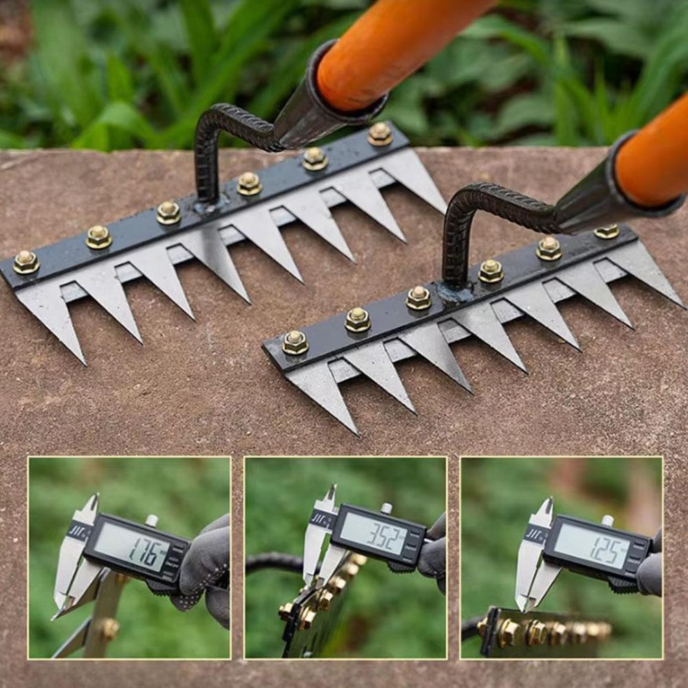 Teeth Garden Weeding Rake, Carbon Steel Removable Soil Hoe Straw Rake, Solves Weeding Inefficiency & Soil Loosening Trouble