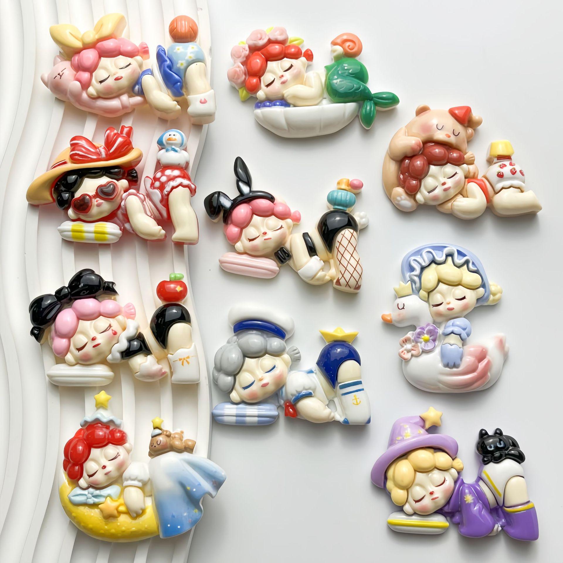 Large Sleeping Beauty Cartoon Glossy Resin Stickers for DIY Phone Cases & Refrigerators