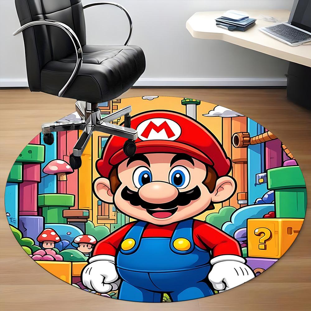 1pc Mario Adventure Office Round Area Rug, Under Office Chairs Bedroom Living Room Home Decor a0926184