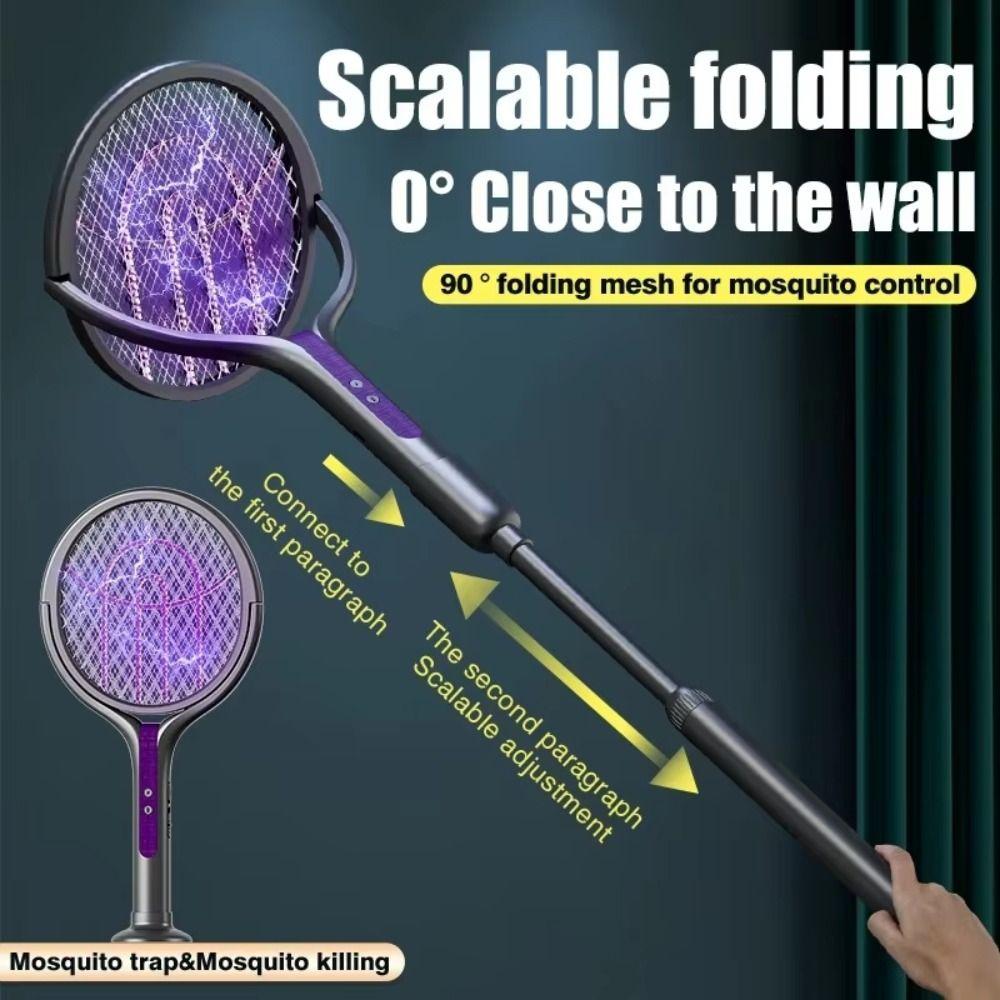 USB Rechargeable Scalable Electric Mosquito Swatter 2 In 1 Fly Swatter Trap Bug Zapper  Indoor
