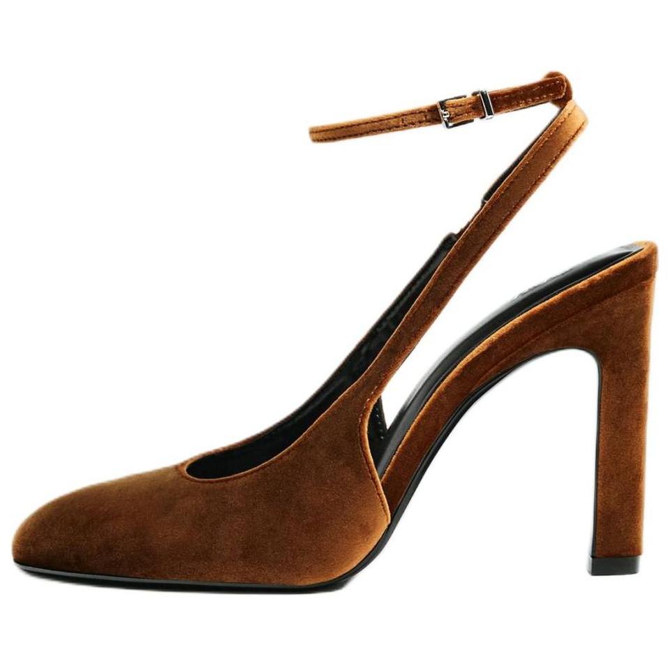 Zara Elegant Minimalist Fashionable High Heels Women Shoes Brown 13244410-38