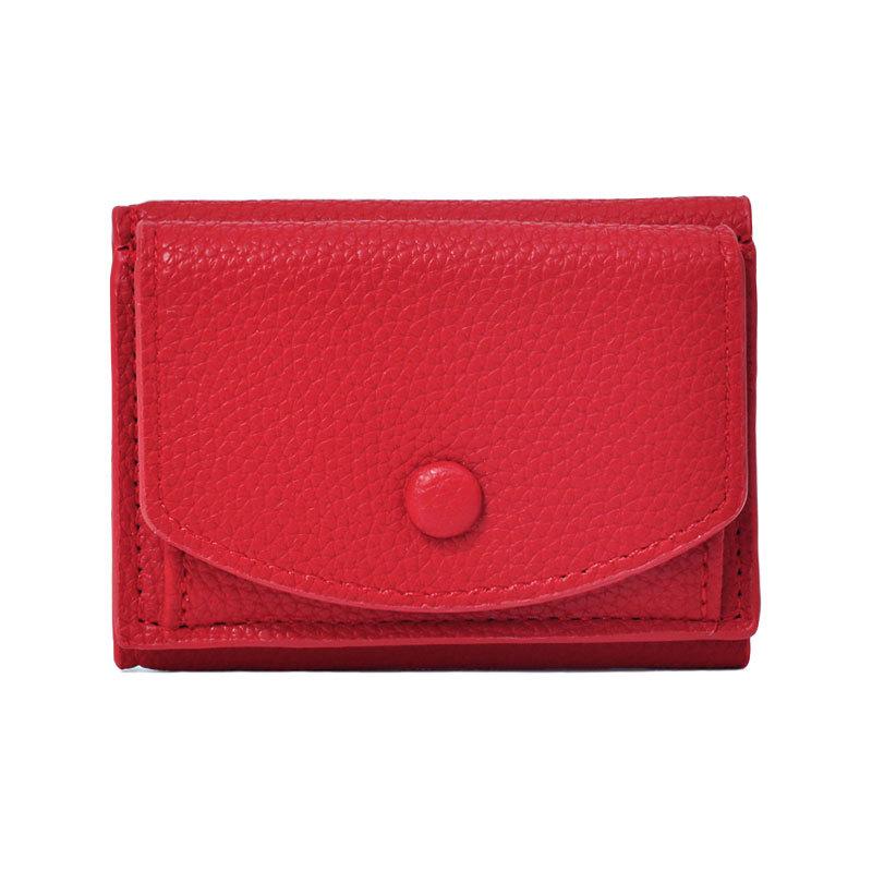 Чистый цвет~ Кошелек Простой Короткий Мини ПУ Женский Кошелек Многофункциональный ID Сумка для мелочи красный