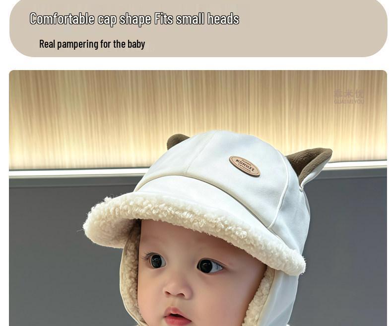 Chłopięca Czapka z Ochroną Uszu w Koreańskim Stylu, Wyściełana Fleece – Ciepła, Wiatroszczelna Czapka Baseballówka z Daszkiem na Jesień/Zimę