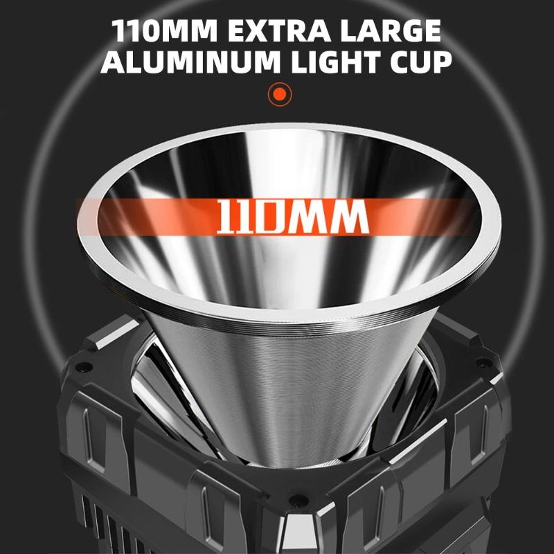 Solar Energy High Power LED Flashlight Type-C Rechargeable Strong Light Lamp Waterproof For Outdoor Camping Hiking