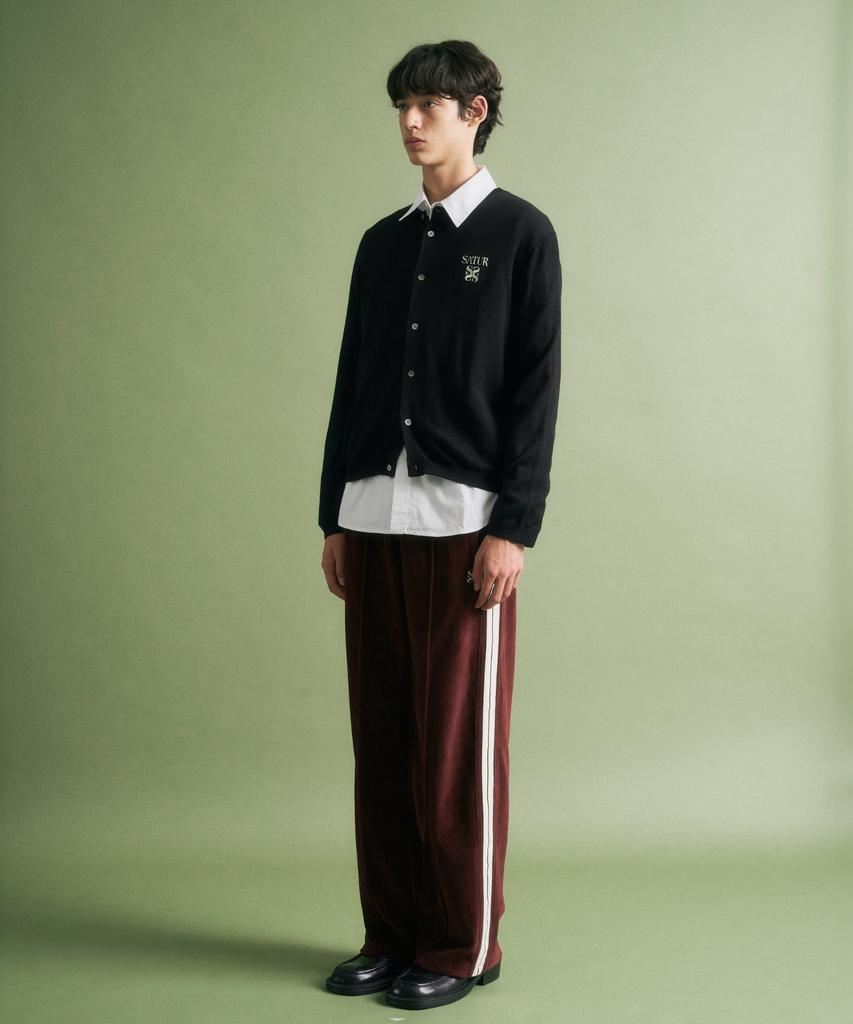 Satur Lauren Basic Crew Neck Fine Cardigan Black