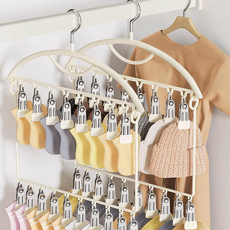 Large Capacity Modern Style Sock And Clothing Storage Rack Household Underwear Drying Rack with Plastic Hooks