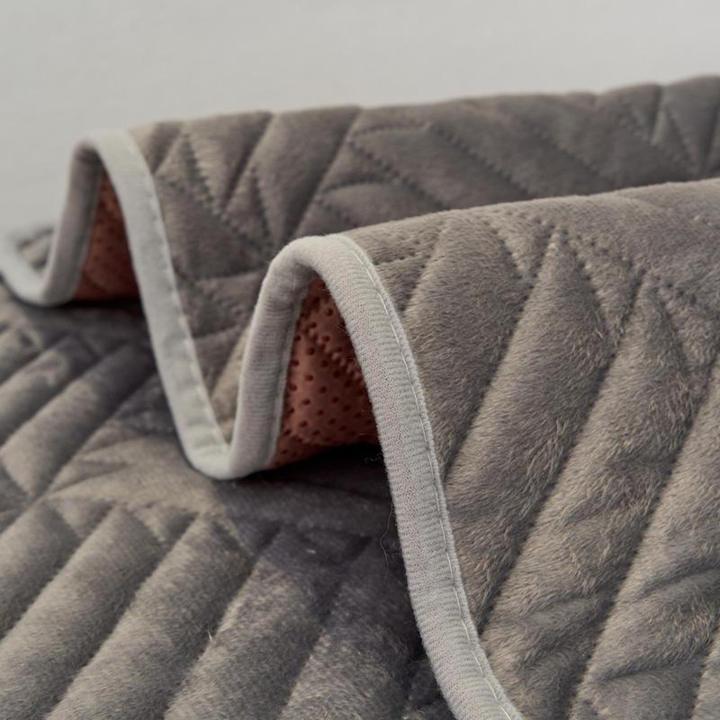 Striped Velvet Sofa Mat Towel L Shape Pets Kids Sofa Pad Pets Kids Solid Color Non-Slip Couch Slipcover Home Funda Sofa