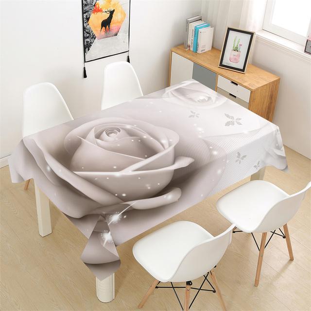 Romantic Red Rose Printed Decorative Tablecloth Picnic Table Rectangular Tablecloth Home Dining Table Coffee Table Ornaments