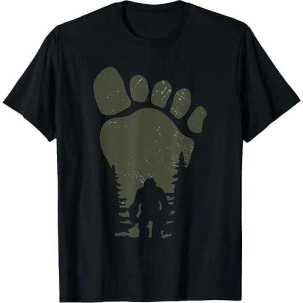 T shirt for men Sasquatch Bigfoot In The Forest Footprint T shirt funny graphic XL