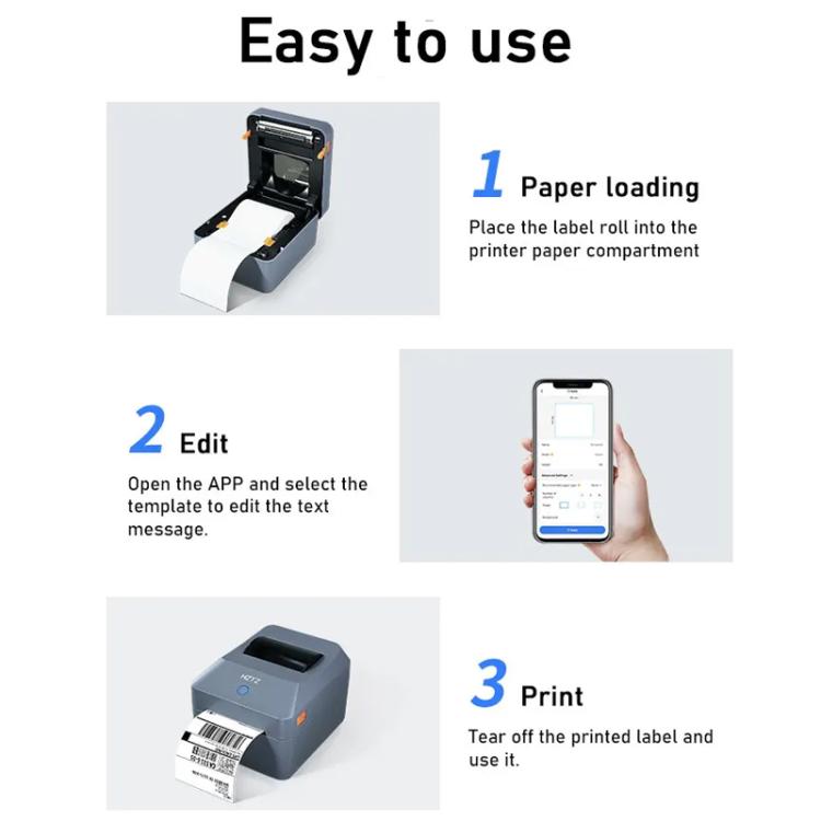 4-Inch Thermal Label Printer for Shipping, Barcode & Packaging Labels 25-100mm Print Width, EU Plug