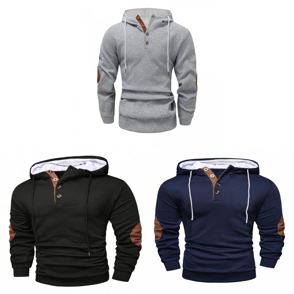 Casual Mens Hooded Sweater With Jacquard Knit For Spring Urban Wear