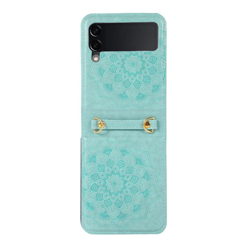 Mandarava Flower Crossbody Case for Samsung ZFlip7/6/5/4 - Foldable Screen Protective Cover with Lanyard