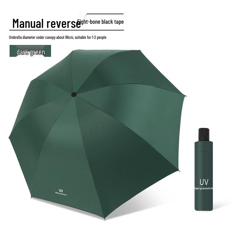 Zakázkový UV černý lepicí deštník proti slunci a dešti – Dámský třídílný design s potiskem loga.