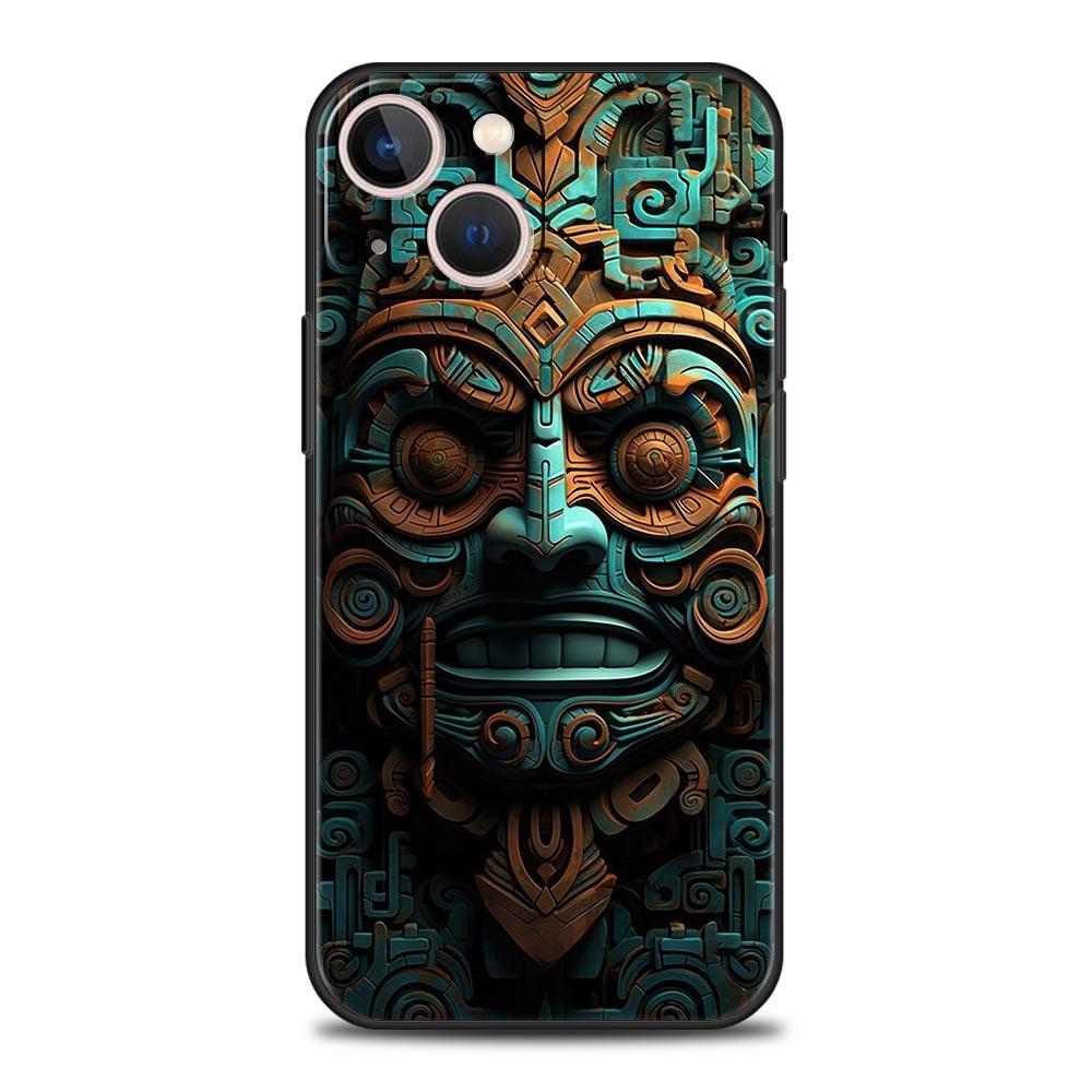 Vintage Totem Painting Phone Case Cover for iPhone 17 16 15 14 13 12 11 Pro Max 17 Air Plus Shockproof Soft TPU Shell Fundas Bag