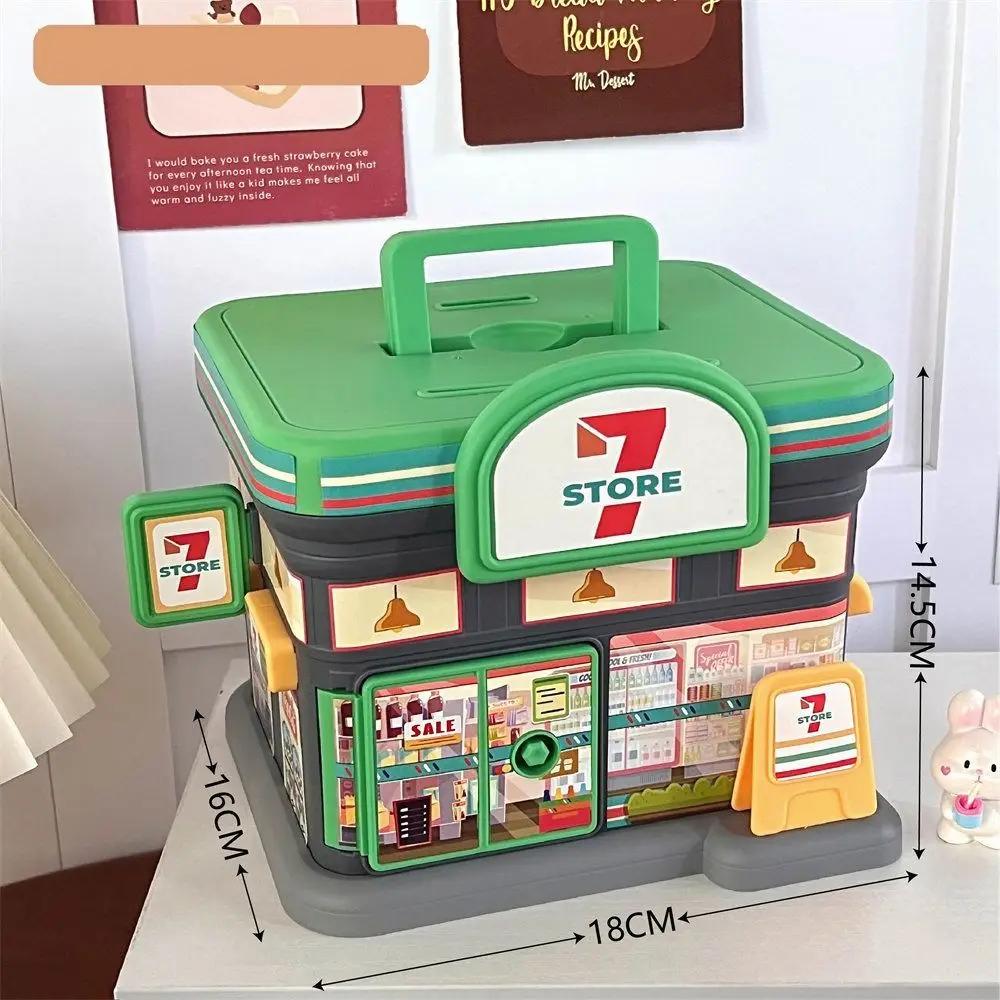 Creative Store Shaped Money Box Plastic Key Lock Cash Box Students Portable Piggy Bank Safe Savings Jar For Kids Adults Gift