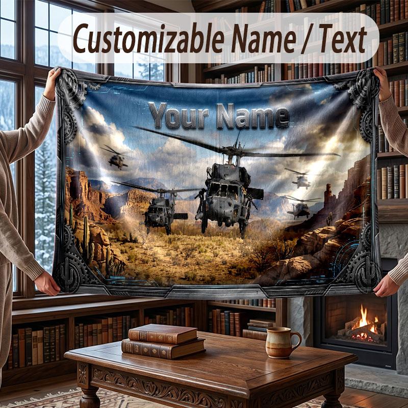 Nature Library Travel Theme Throw Blanket Custom Name Text Personalized Blanket Soft Cozy Blanket for Home Sofa Bed
