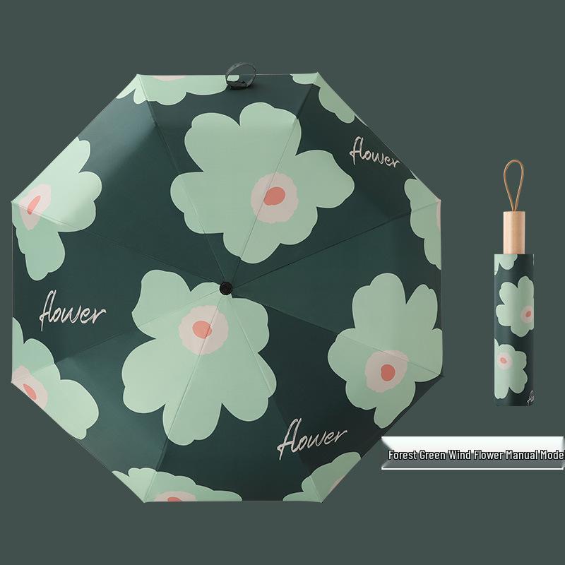 Anti-UV Folding Parasol: Fresh Black Glue Umbrella for Sun and Rain