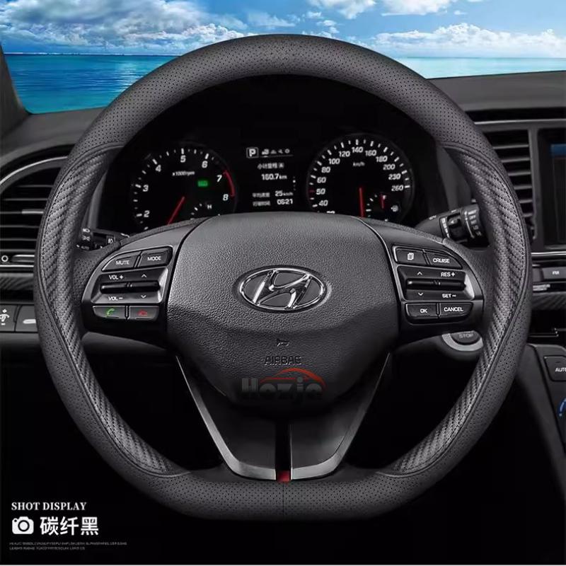 Leather Car Steering Wheel Cover for Hyundai I30 Ioniq I20 I10 I40 Staria Ter Tucson Accent I30n IX35 Kona Creta Accessories