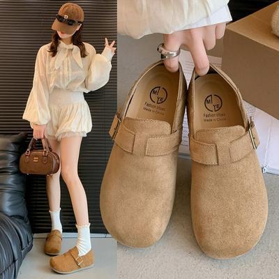 Women's Shoes Are All-inclusive, New Spring and Autumn Fashion Outer Wear, Bag Head Dragging One Pedal, Flat-bottomed Loafer Single Shoes for Women