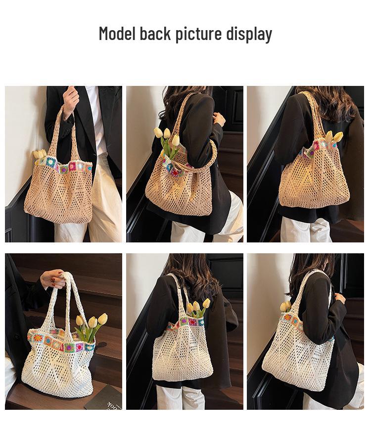 Women's Versatile Woven Straw Beach Tote Bag - Spring/Summer 2025
