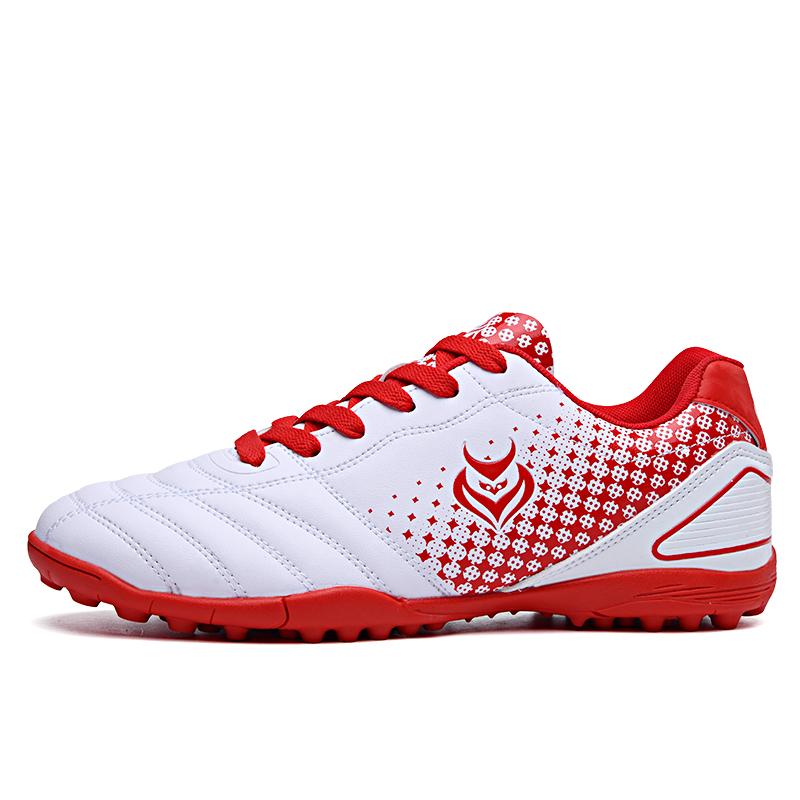 უნისექსის ტყავის რეზინის რბილი ქვედა ფრჩხილის მოკლე ფრჩხილის საფეხბურთო ფეხსაცმელი ახალგაზრდული შეჯიბრის პროფესიული ფეხბურთის ფეხსაცმელი