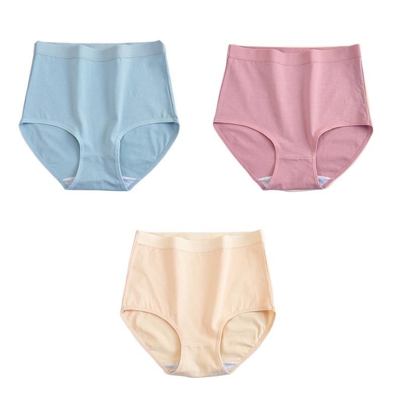 YUOOLAR 3 Adet/Grup M-XXXL Büyük Beden Pamuklu Kadın Külot Nefes Alabilen Yüksek Bel Külot Rahat Düz Renk İç Çamaşırı Yumuşak Külot