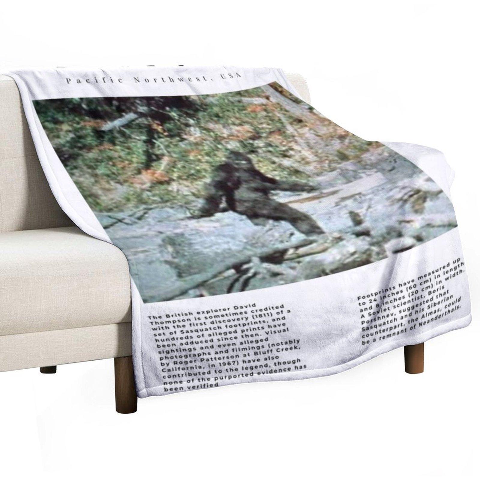 Minimalist Cryptids: Bigfoot Throw Blanket for babies Picnic bed plaid Plush Blankets 30x40in