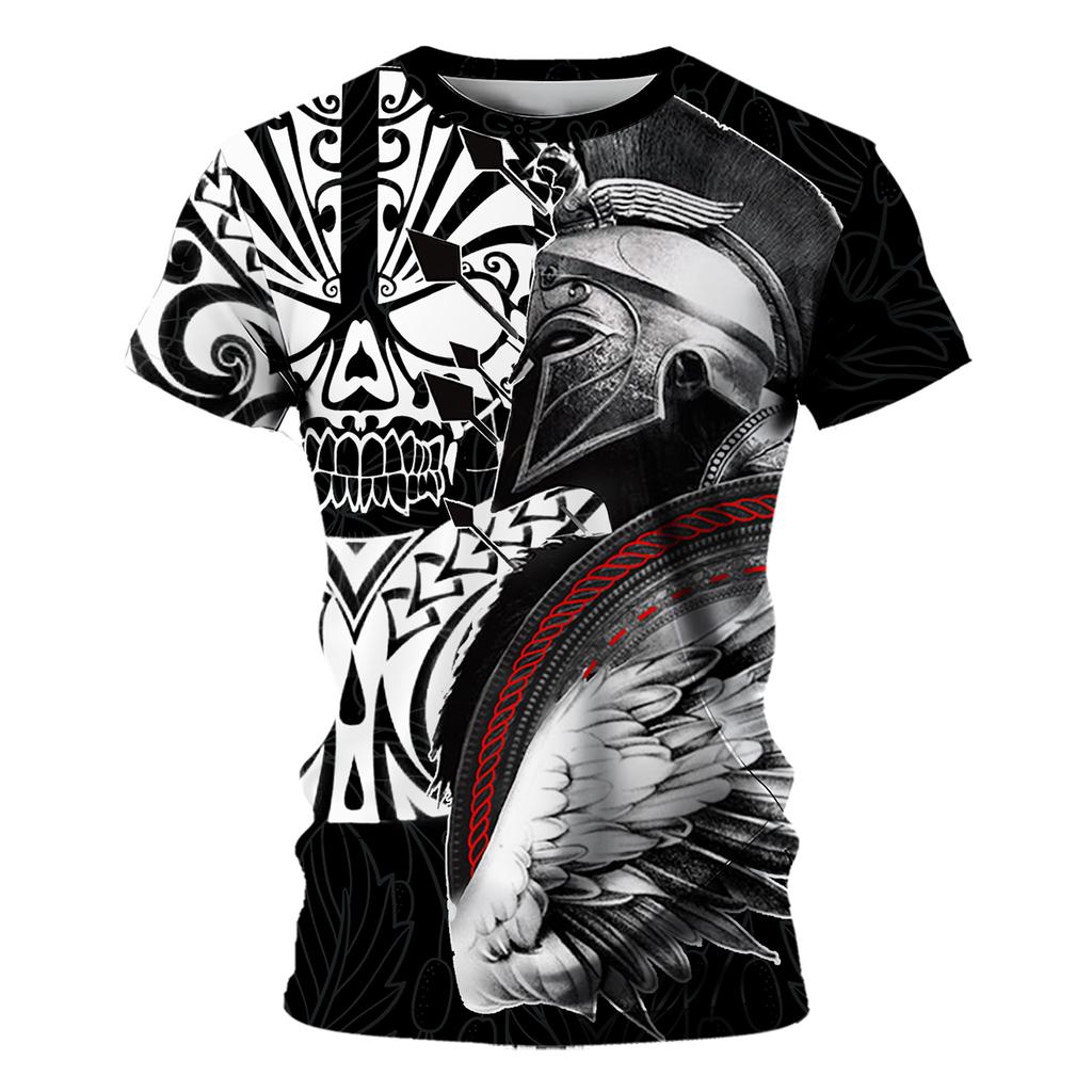Tričko s krátkým rukávem pro muže Tričko Pánské Letní Pánská trička Muž Léto 2024 Tmavý rytíř Cross Sleeve Tričko Oversized Graphic