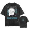 T-shirt Oversize Lavata Vintage con Pannello Manga di Jujutsu Kaisen | T-shirt Streetwear Anime Unisex