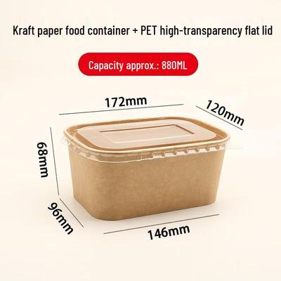 Boîtes à emporter jetables en papier kraft HANDUNYOU avec couvercles en PET
