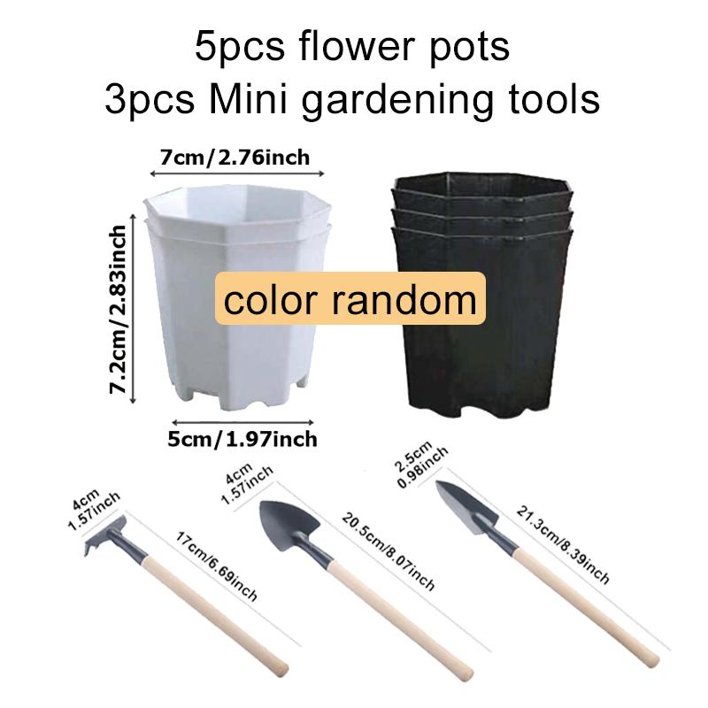 Blumentopf Set Kunststoff Farbe Atmungsaktiv Mini Gartenwerkzeuge Haushalt Balkon Schreibtisch Grünpflanzen Sukkulenten Blumentopf TMZ