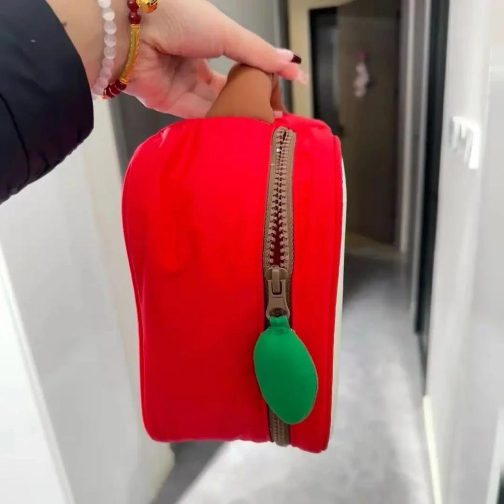 Cartoon Apple Pattern Makeup Bag Women Travel Storage Pouch Cosmetics Toiletry Storage Pouch Female's Handbag Christmas Gift