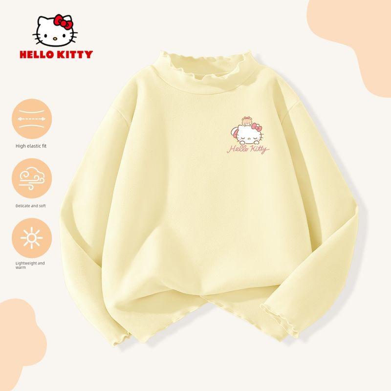 Hello Kitty Girls Base Layer Shirt, Autumn and Winter Thin Top, Children s Long-Sleeve T-Shirt, Pink En Ti Pa Bao K Custard 110