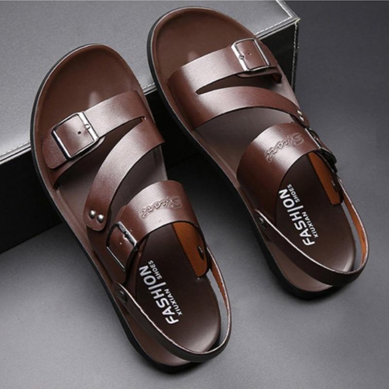 Big Size Men Sandals High Quality Cow Leather Sandals Summer Open Toe Beach Shoes for Men Casual Sports Sandals Sandalias Hombre