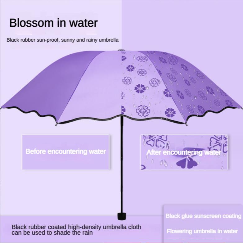 

Волшебный складной зонт с рисунком дождевой воды, ветрозащитный и солнцезащитный зонт, зонт для активного отдыха, защита от УФ-лучей фиолетовый