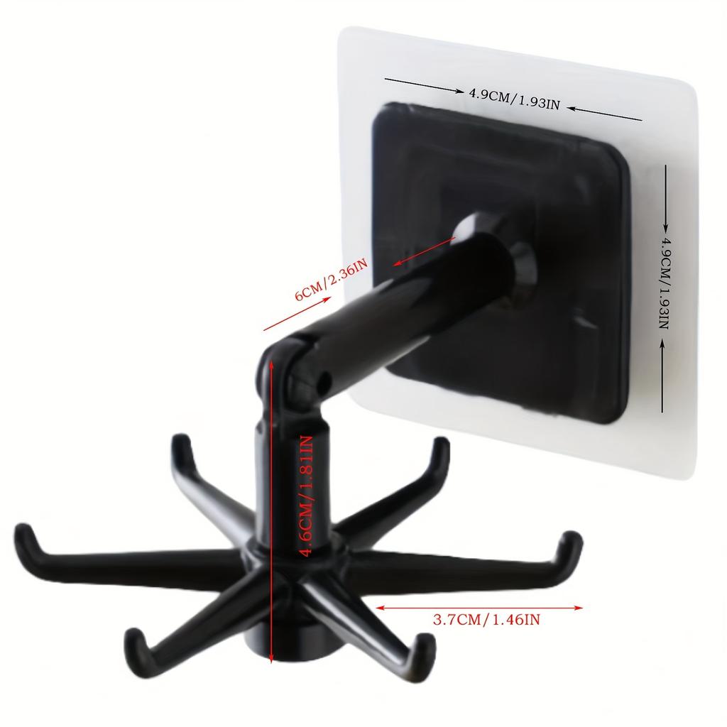 Multifunctional Rotatable Hook 1pc, No Drill Strong Adhesive Sticker Hook, Kitchen Bathroom Utensil Organizer