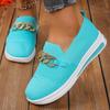 Fashion Women Pink Casual Shoes Breathable Mesh Shoes Woman Lightweight Chain Shallow Ladies Wedge Heels Shoes Spring Autumn Loafers