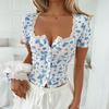 Short Sleeve Shirts For Women Cute Print Graphic Tees Blouses Casual Plus Size Basic Tops Pullover