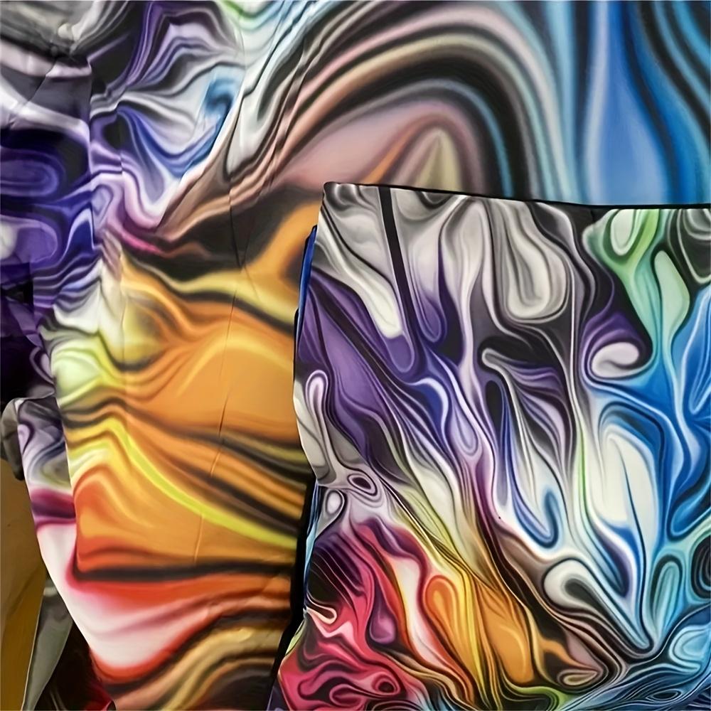 2/3Pcs Psychedelic Duvet Cover Set (1 Duvet Cover + 1/2 Pillowcase, Without Core), Abstract Art Rainbow Color Bedding Set