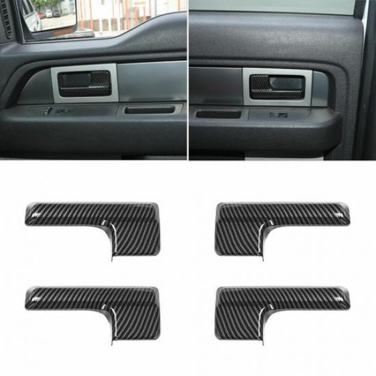 Interior Door Handle Frame Decor Cover Trim for Ford F-150 2009-14 Carbon Fiber