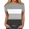 Summer Round Neck 3D Color - Block and Striped Print Top Fashionable Casual Short Sleeved Women's T-shirts
