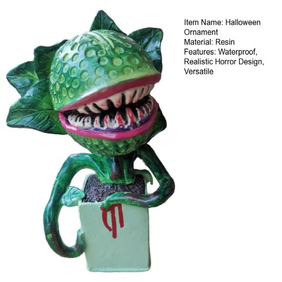 Halloween Ornament, Realistic Horror Design Resin Figure, Scary Fish Outdoor Halloween Decoration, Sharp Teeth Halloween Prop