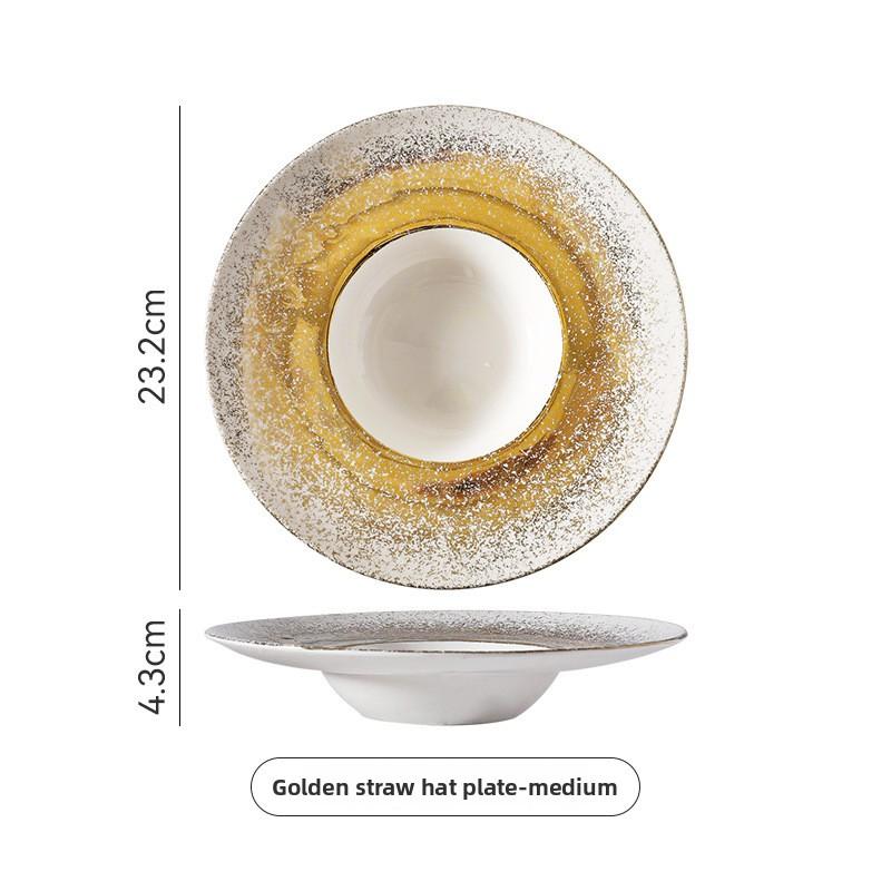 Ceramic Hat Plate Luxury Hotel Tableware Creative Western Dinner Plate Gradient Spray Pasta Dish