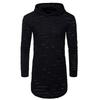 Men's Casual Solid Color Fashionable And Individual Ripped Sweatshirt Men's Mid-length Hooded Sporty Long-sleeved Pullover Top