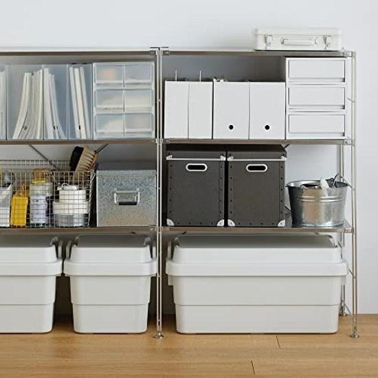 Muji Recycled Polypropylene File BoxStandard TypeWideWhite Gray Approximately Width 15Depth 32Height 24cm