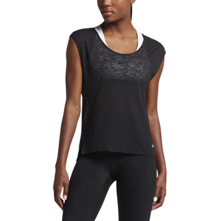 Nike Solid Color Running Casual Short Sleeve T-Shirt Women tops Black 831785-010